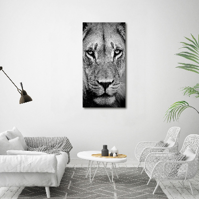 Verticaal schilderij op canvas Portret van een leeuw