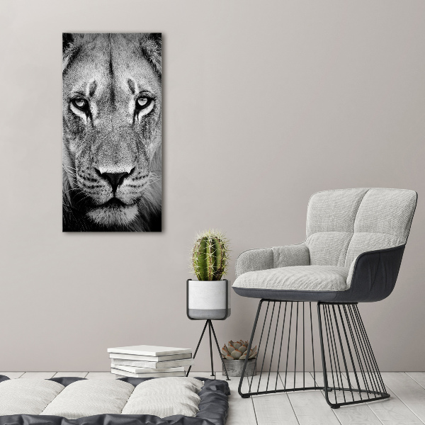 Verticaal schilderij op canvas Portret van een leeuw