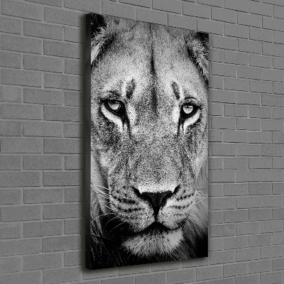 Verticaal schilderij op canvas Portret van een leeuw