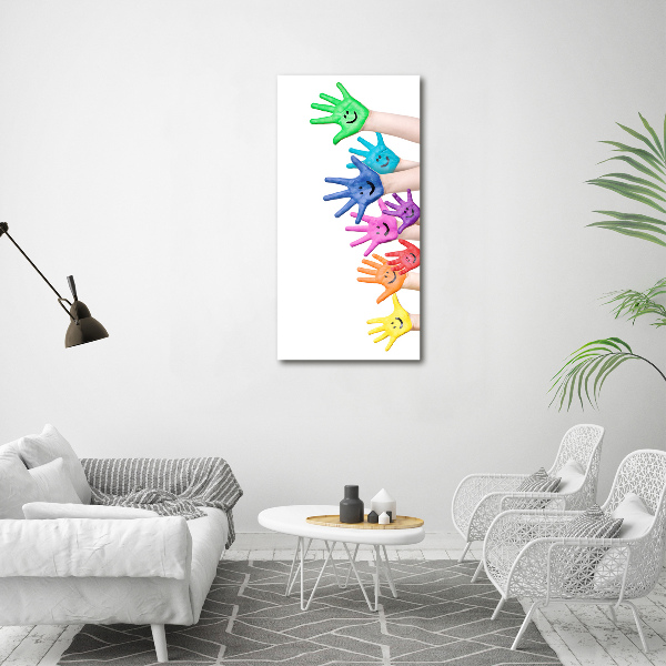 Verticale canvasfoto Geschilderde handen