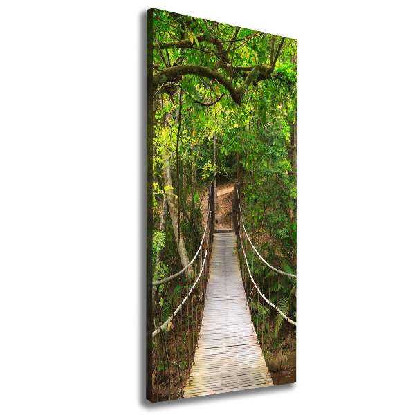 Verticaal canvasschilderij Hangbrug in het bos