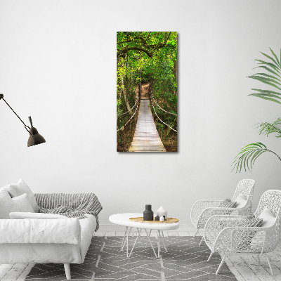 Verticaal canvasschilderij Hangbrug in het bos