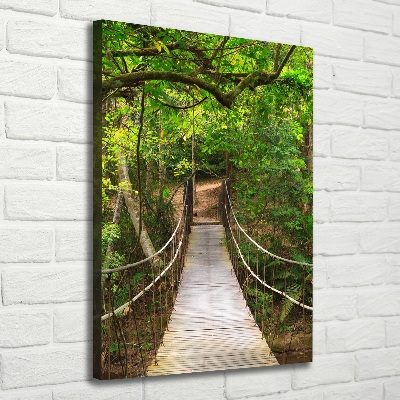 Verticaal canvasschilderij Hangbrug in het bos