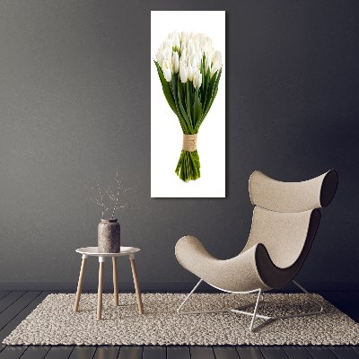 Verticale canvasfoto Witte tulpen