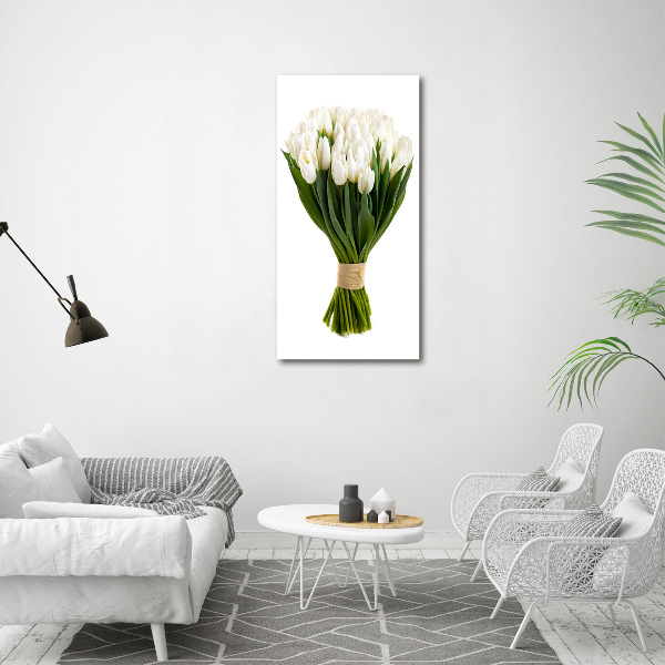Verticale canvasfoto Witte tulpen