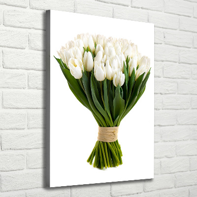 Verticale canvasfoto Witte tulpen
