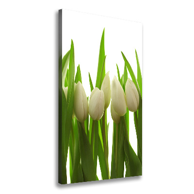 Verticaal schilderij op canvas Witte tulpen