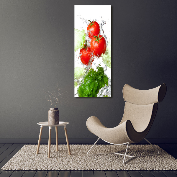 Verticaal schilderij op canvas Tomaten en sla