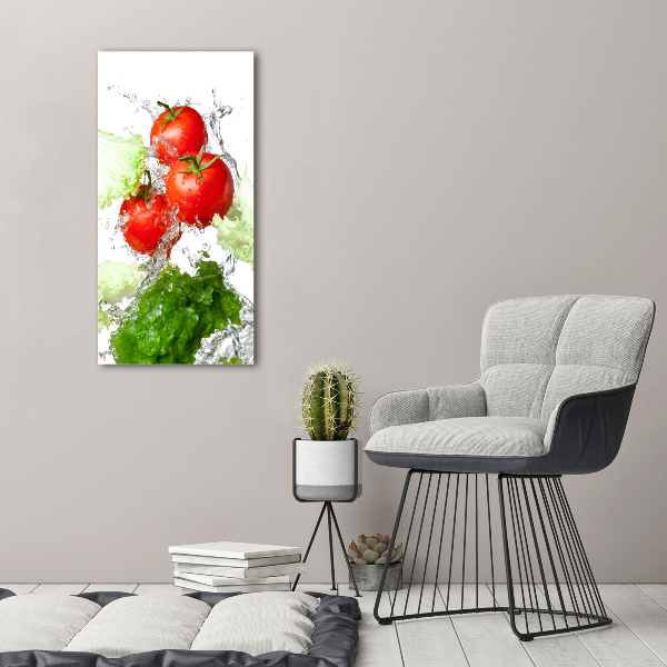 Verticaal schilderij op canvas Tomaten en sla