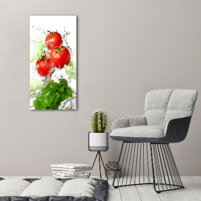Verticaal schilderij op canvas Tomaten en sla
