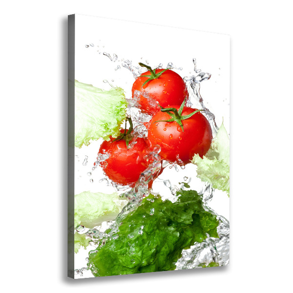 Verticaal schilderij op canvas Tomaten en sla