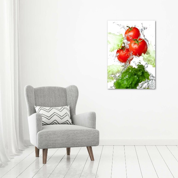 Verticaal schilderij op canvas Tomaten en sla
