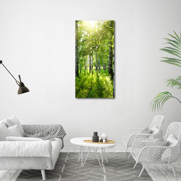 Verticaal schilderij op canvas Berkenbos