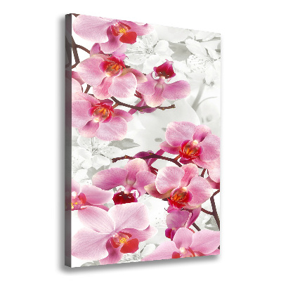 Verticaal schilderij op canvas Roze orchidee