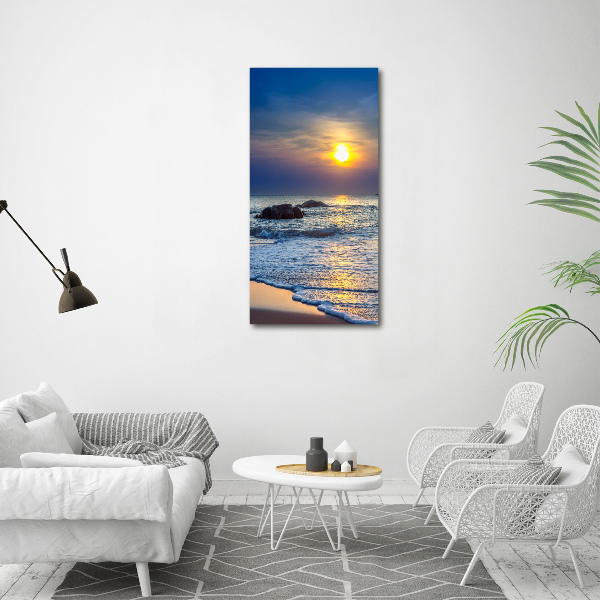 Verticale foto op canvas Zonsondergangstrand