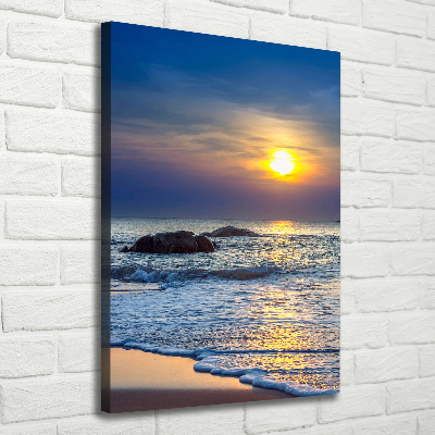 Verticale foto op canvas Zonsondergangstrand