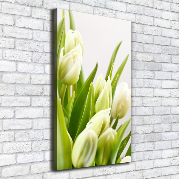 Verticale foto op canvas Witte tulpen