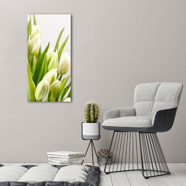 Verticale foto op canvas Witte tulpen