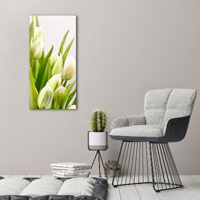 Verticale foto op canvas Witte tulpen