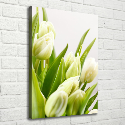 Verticale foto op canvas Witte tulpen