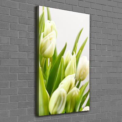Verticale foto op canvas Witte tulpen