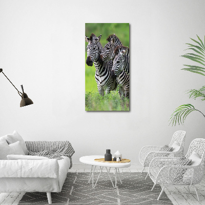 Verticale canvasfoto Drie zebra's