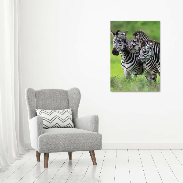 Verticale canvasfoto Drie zebra's