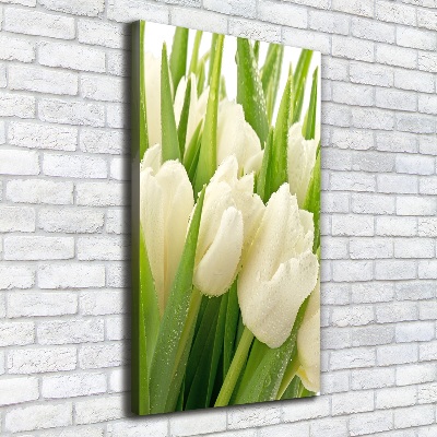 Verticale foto op canvas Witte tulpen