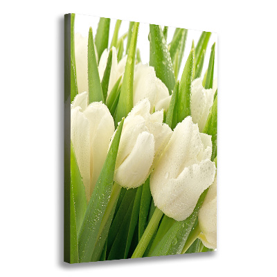 Verticale foto op canvas Witte tulpen