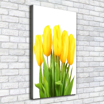 Verticaal canvasschilderij Gele tulpen