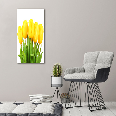 Verticaal canvasschilderij Gele tulpen