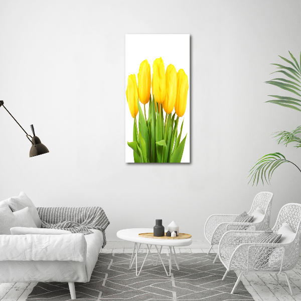 Verticaal canvasschilderij Gele tulpen