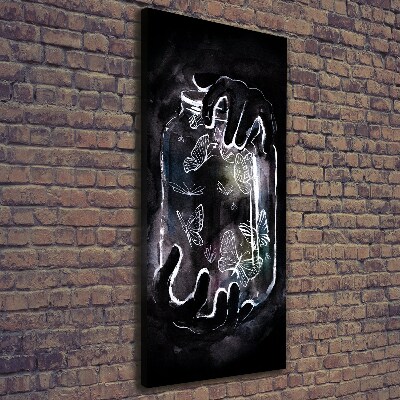 Verticale foto op canvas Vlinders in een pot