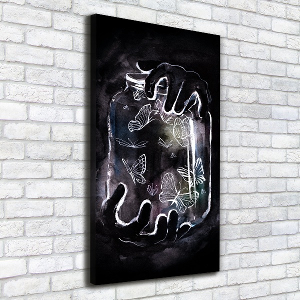 Verticale foto op canvas Vlinders in een pot