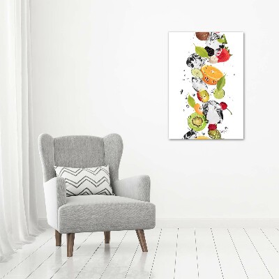 Verticale canvasfoto Fruit en water