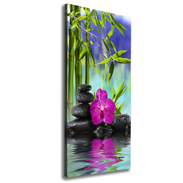 Verticale foto op canvas Orchidee en bamboe