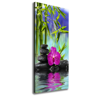 Verticale foto op canvas Orchidee en bamboe