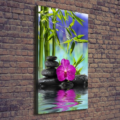 Verticale foto op canvas Orchidee en bamboe
