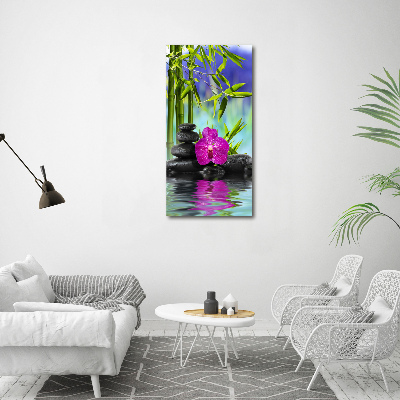 Verticale foto op canvas Orchidee en bamboe