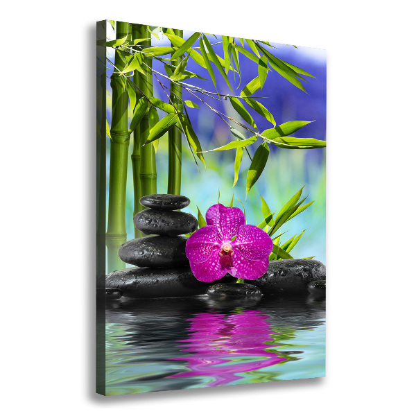 Verticale foto op canvas Orchidee en bamboe