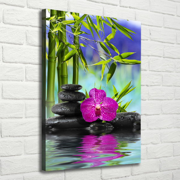 Verticale foto op canvas Orchidee en bamboe