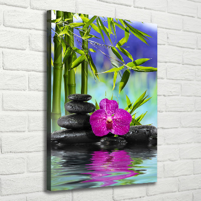 Verticale foto op canvas Orchidee en bamboe