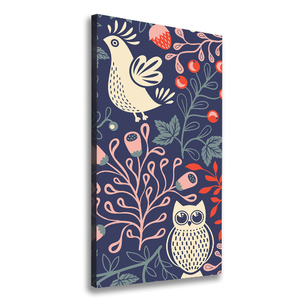 Verticale canvasfoto Haan hen uil
