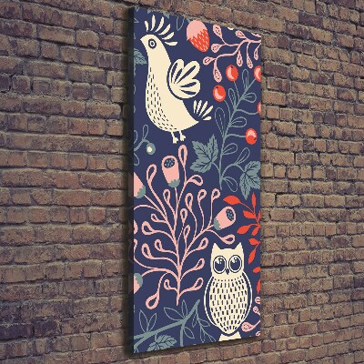 Verticale canvasfoto Haan hen uil