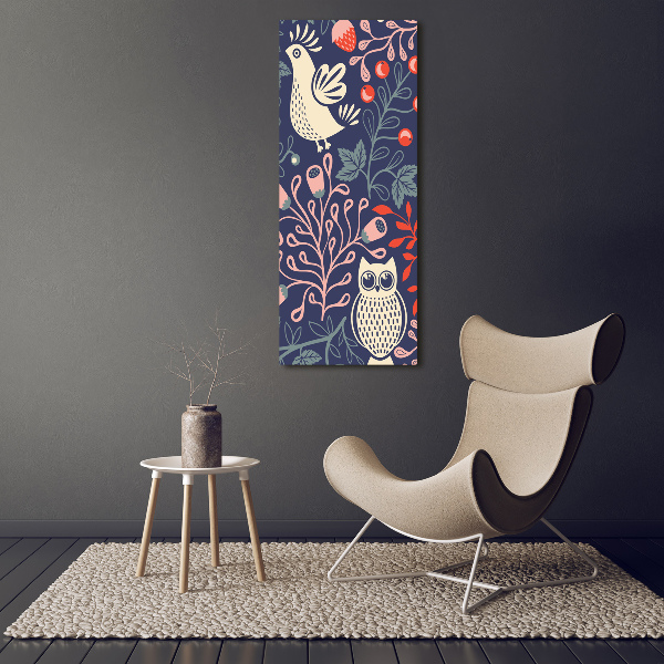 Verticale canvasfoto Haan hen uil