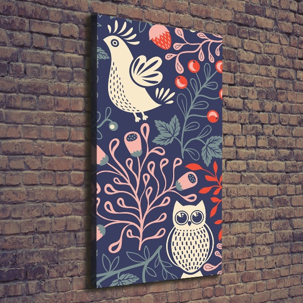 Verticale canvasfoto Haan hen uil