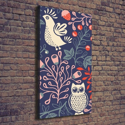 Verticale canvasfoto Haan hen uil