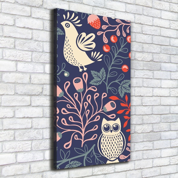 Verticale canvasfoto Haan hen uil