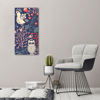 Verticale canvasfoto Haan hen uil