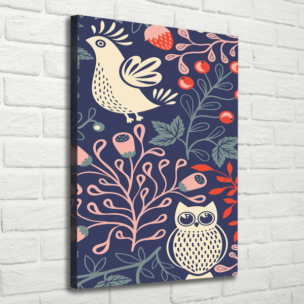 Verticale canvasfoto Haan hen uil